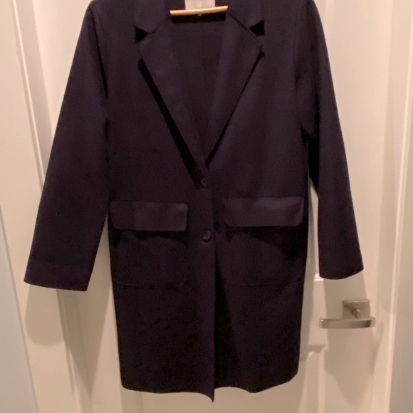 Oak and Fort navy wool fitted jacket with stretch - Picture 2 of 3